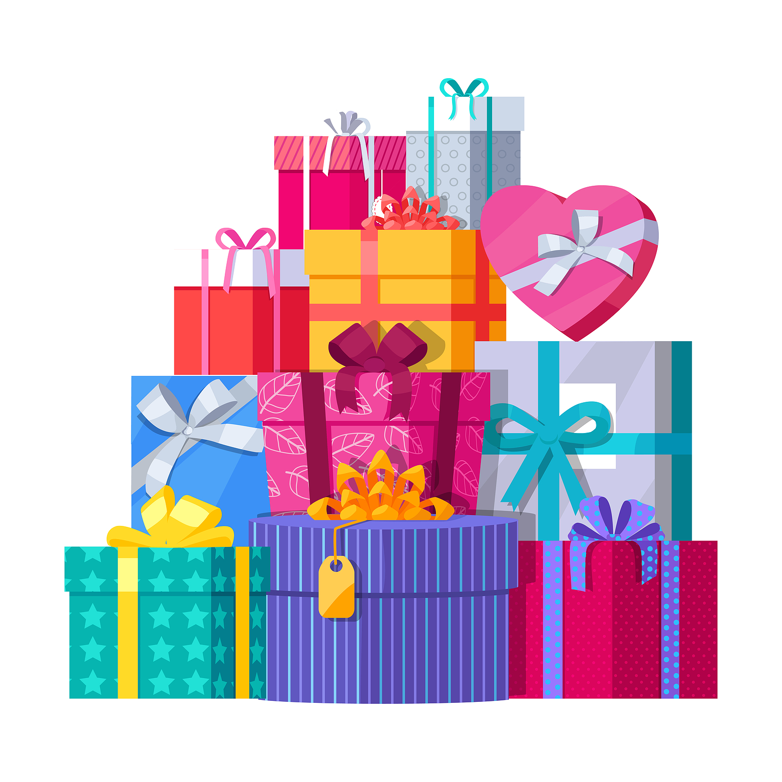 A stack of holiday gifts, beautifully wrapped