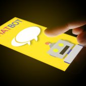 Hand using chatbot on smarphone