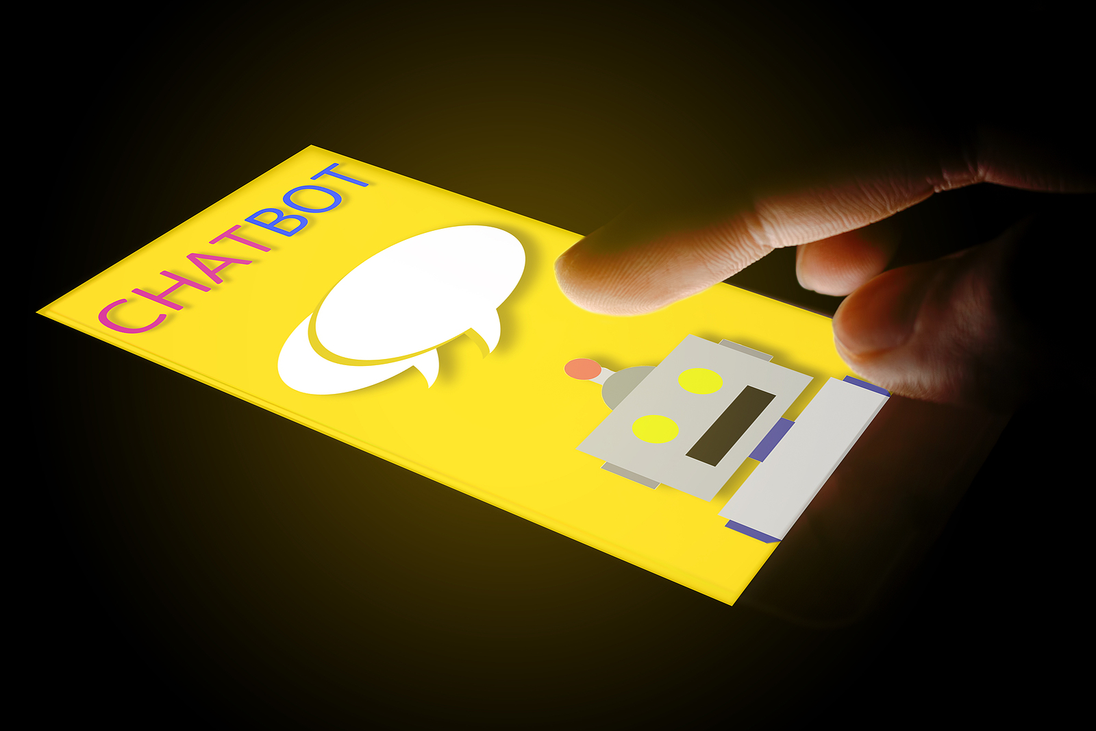 Hand using chatbot on smarphone